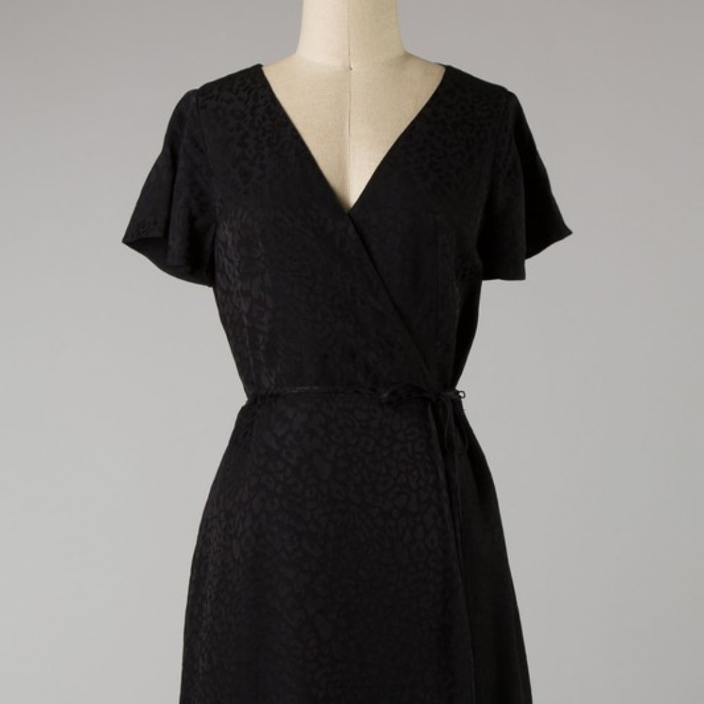 Animal Print Textured Wrap Dress
